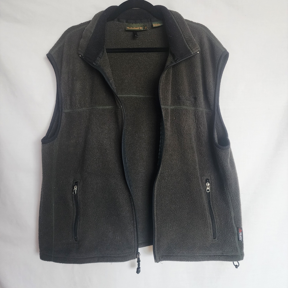 Timberland Size XL Polartec Fleece Vest Full Zip w/ Pockets Dark Forest Green - Picture 4 of 12